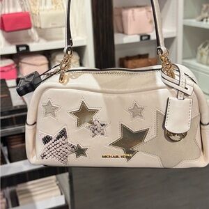 Michael Kors Cream Star-Patterned Shoulder Bag